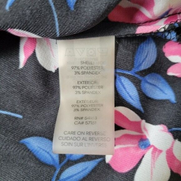 CALVIN KLEIN Black Floral Top Sz 1X Sleeveless Button Up Collar Tank Longline - Picture 9 of 10